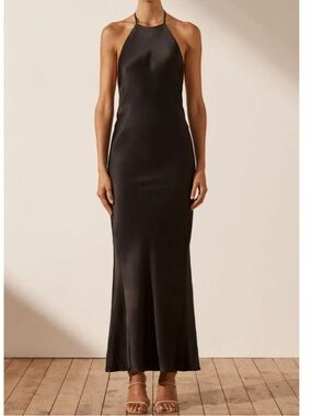 SHONA JOY LA LUNE LOW BACK HALTER NECK MIDI DRESS Size 4